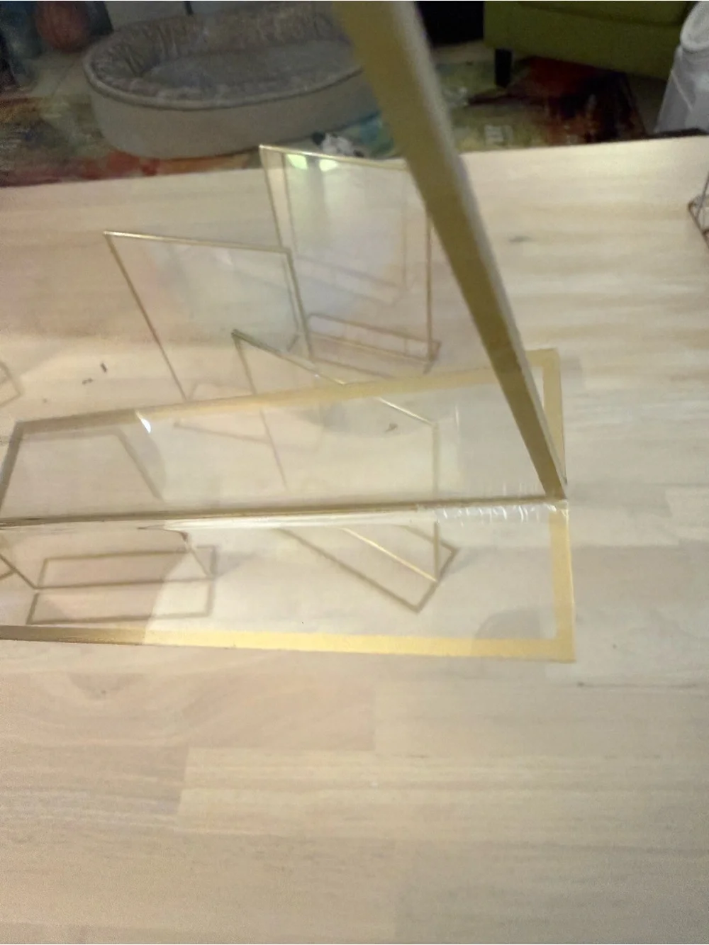 Clear Acrylic Sign Holders with Gold Rim, 5x7 inches, set of 7